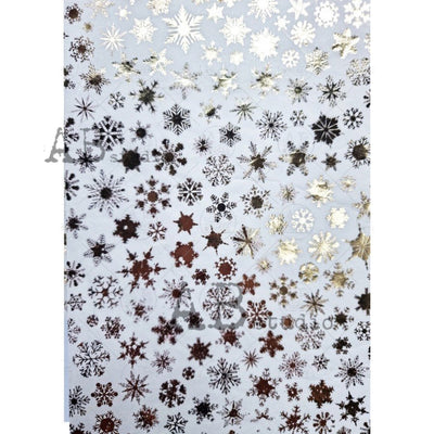 Snowflakes Gilded Decoupage Rice Paper A4 Item No. 0095 by AB Studio