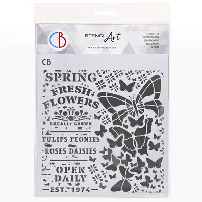Spring Fresh Flowers - Texture Stencil 8x8 by Ciao Bella Stencil Art