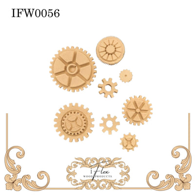 Steampunk Gears (8 Pieces) Heat Bendable Wood You Bend Pliable Embellishments - IFW 0056