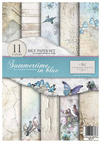 Summertime in Blue A4 Decoupage Rice Paper Set Item RP017 by ITD Collection