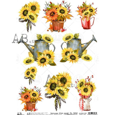 Sunflower Décor Splendor Decoupage Rice Paper A3 Item No. 3263 by AB Studio