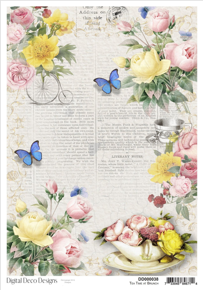 Tea Time at Brunch A4 Rice Paper Digital Deco Design Collection – All ...