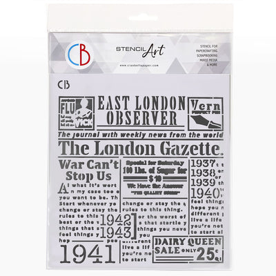 The London Gazette - Texture Stencil 8x8 by Ciao Bella Stencil Art