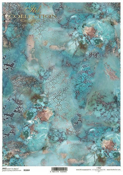 Turquoise Decoupage Rice Paper A4 Item R1664 by ITD Collection
