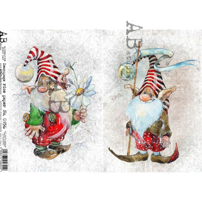 Two Merry Elves Decoupage Rice Paper A4 Item No. 0956 by AB Studio