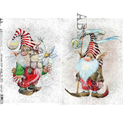 Two Merry Gnome Cards Decoupage Rice Paper A3 Item No. 3570 by AB Studio