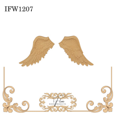 Two Piece Angel Wings Heat Bendable Wood You Bend Pliable Embellishment - IFW 1207