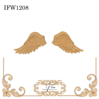 Two Piece Angel Wings Heat Bendable Wood You Bend Pliable Embellishment - IFW 1208