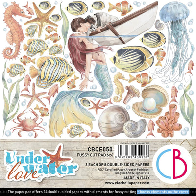 Under Water Love Fussy Cut Pad 6x6 24/Pkg by Ciao Bella
