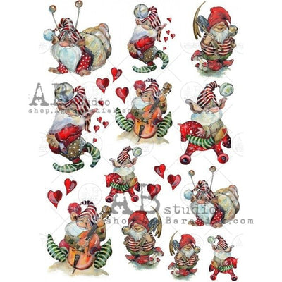 Valentine Gnomes Decoupage Rice Paper A4 Item No. 0348 by AB Studio