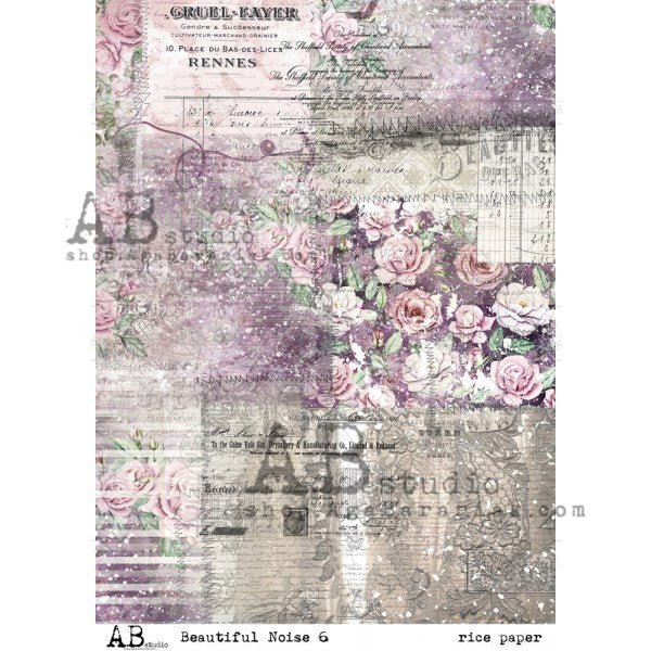 Vintage and Distressed Postcards with Flowers Decoupage Rice Paper A4 ...