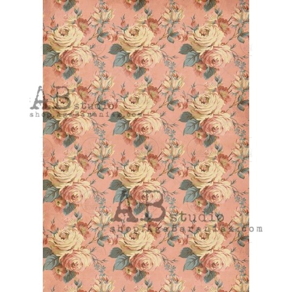 Pink Rice Paper Vintage Dark Pink Peony Pattern Decoupage Rice Paper A4 Item No. 0494 ...