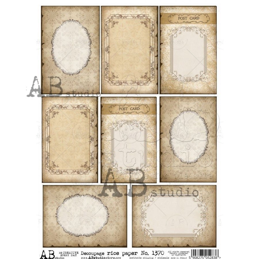 Vintage Frames Decoupage Rice Paper A4 Item No. 1370 by AB Studio – All ...
