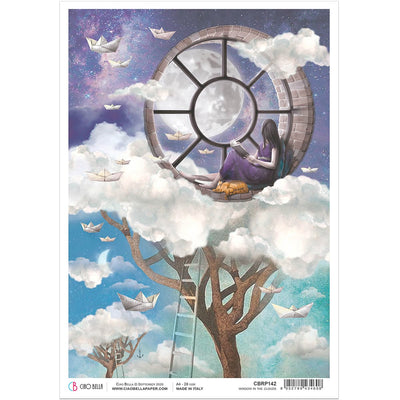 Window in the Clouds - A4 Rice Paper Moon & Me Ciao Bella Collection