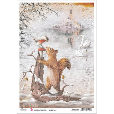 Winter Friends - A4 Rice Paper Memories of a Snowy Day Ciao Bella Collection