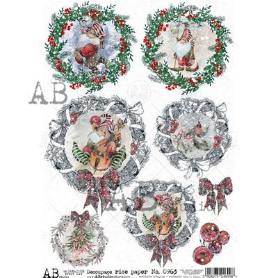 Wreath Medallions Decoupage Rice Paper A4 Item No. 0963 by AB Studio